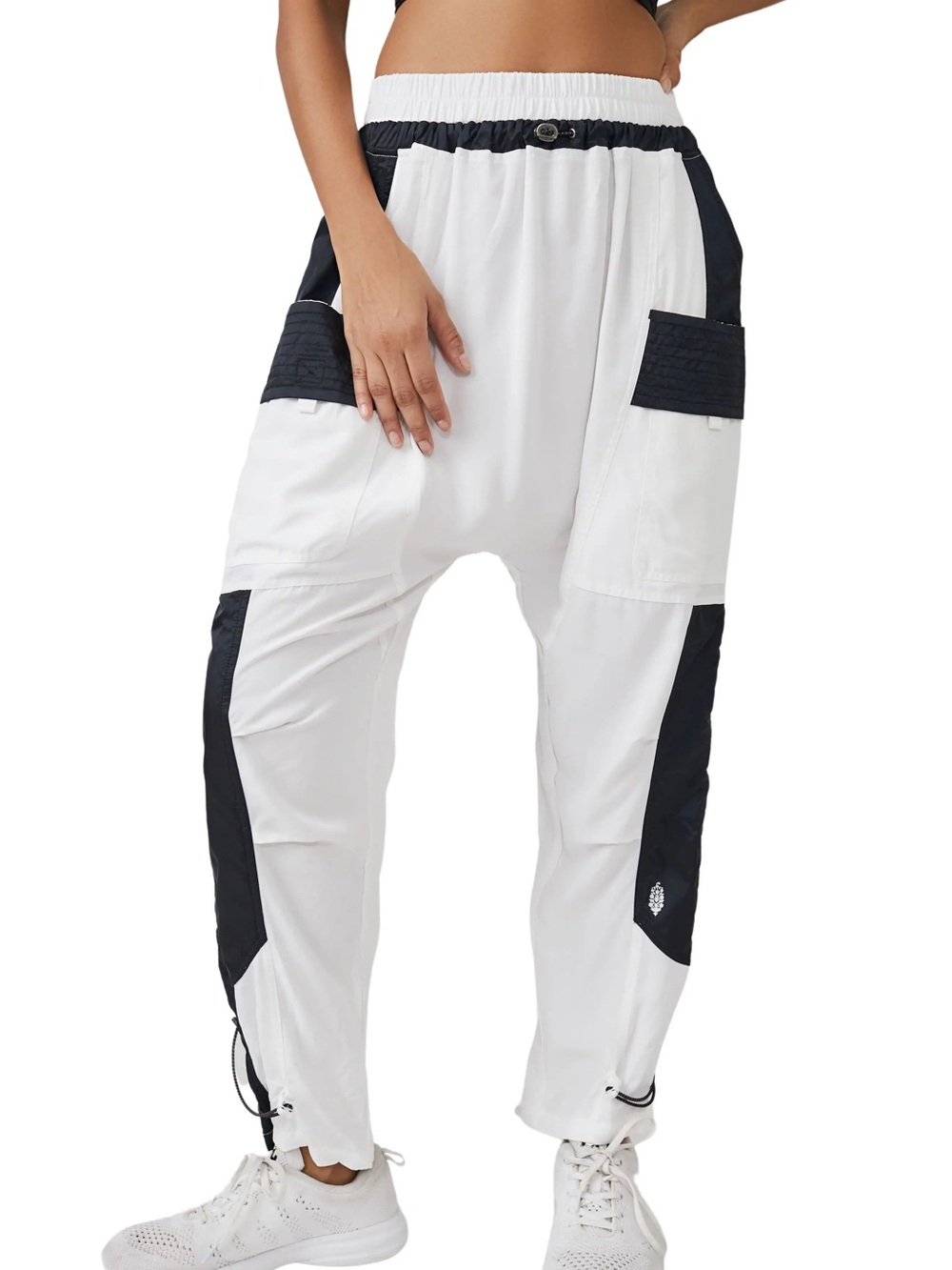 FP Movement Free People Tricked Out Colorblock Cargo Pants White Black Small
